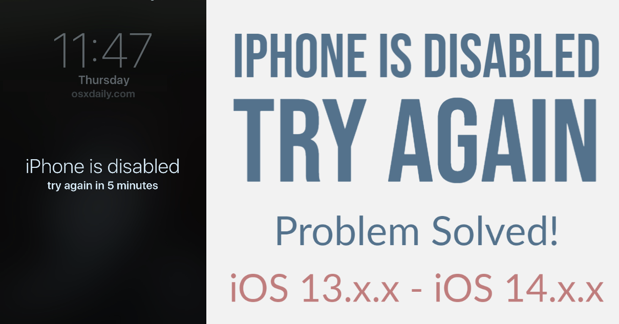 "iPhone is disabled try again" - Problem Solved!