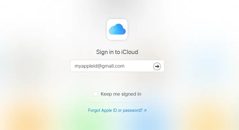 Log in to your iCloud account