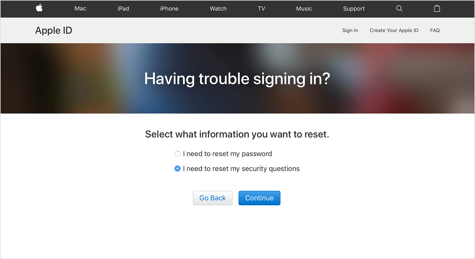 Secret questions are the keys to restore access to Apple ID