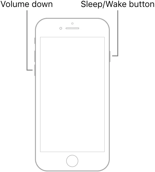Erzwungener Neustart des iPhone 6s, iPhone 6s Plus oder iPhone SE (1. Generation)