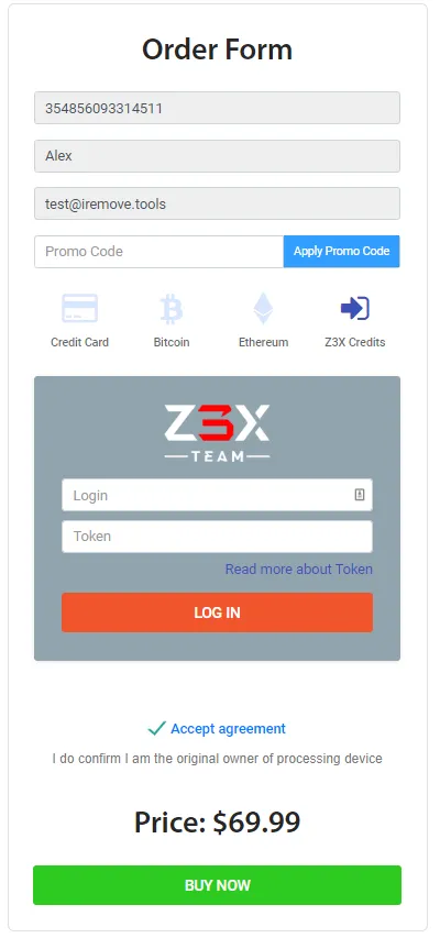 Use Z3X Box Credits to Unlock iPhone Step 1