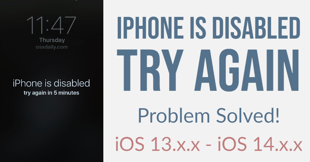 iPhone is disabled try again- Problem Solved! 
