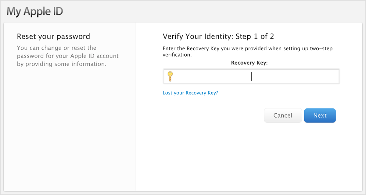Renewing access to Apple ID account through two factor authentication 