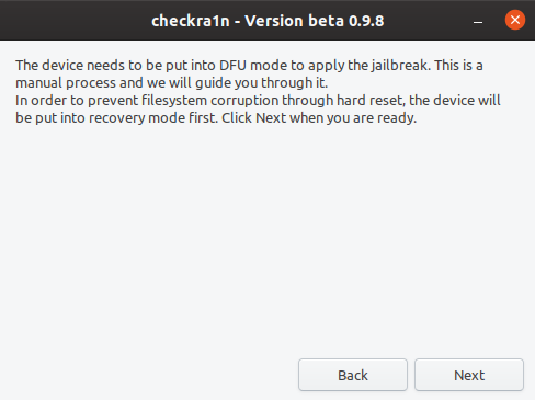 Checkra1n - jailbreak iOS step 2